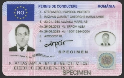 Przykładowe rumuńskie prawo jazdy