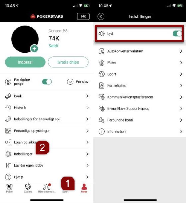 Mobilsoftware – lydindstillinger
