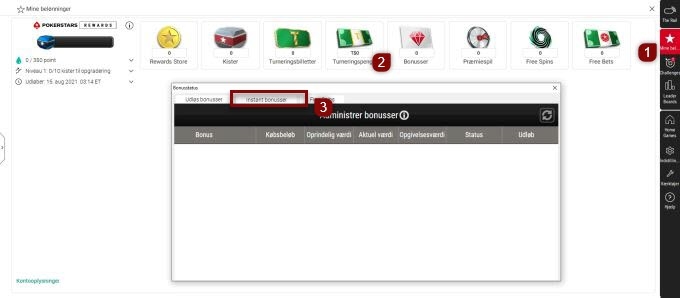 Se status på instant bonus på computer
