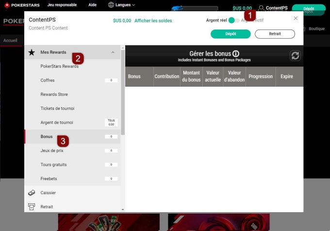 Suivre la progression de votre bonus instantané sur le site