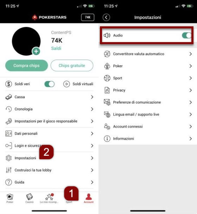 Software per dispositivi mobili - Opzioni audio