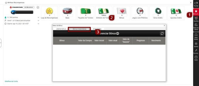 Acompanhe o progresso do Bônus Instantâneo no Desktop