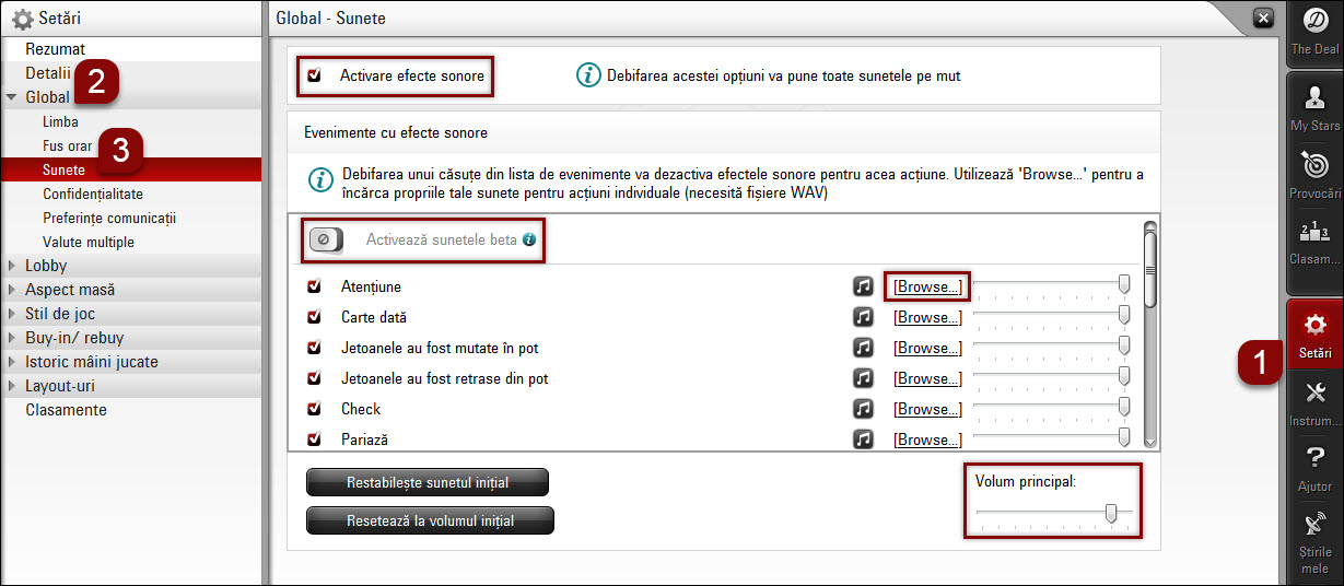 Program de joc pentru computer - opţiuni sunet